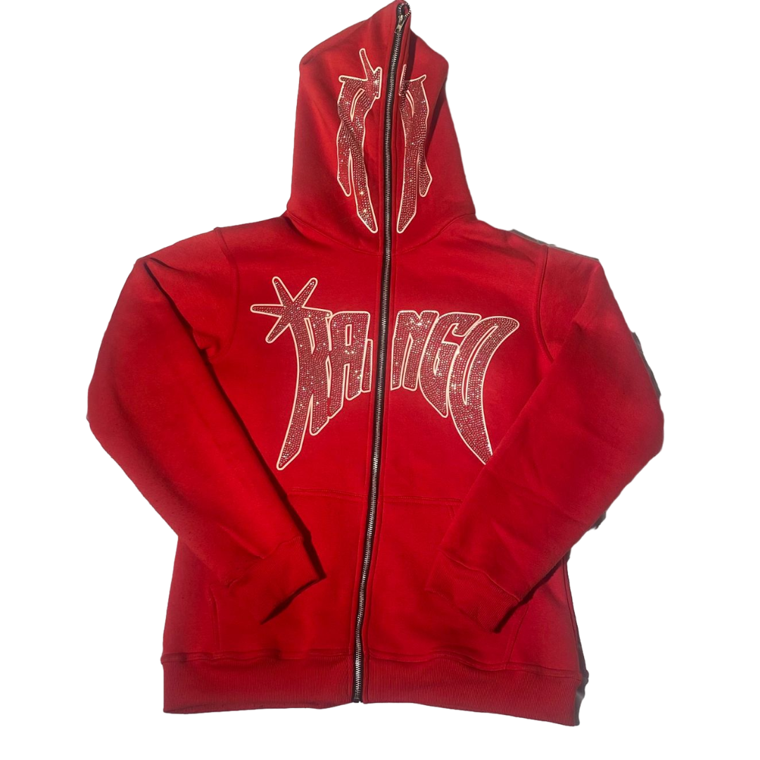 KANGO STAR FULL ZIP HOODIE(RED) - kangoclothing