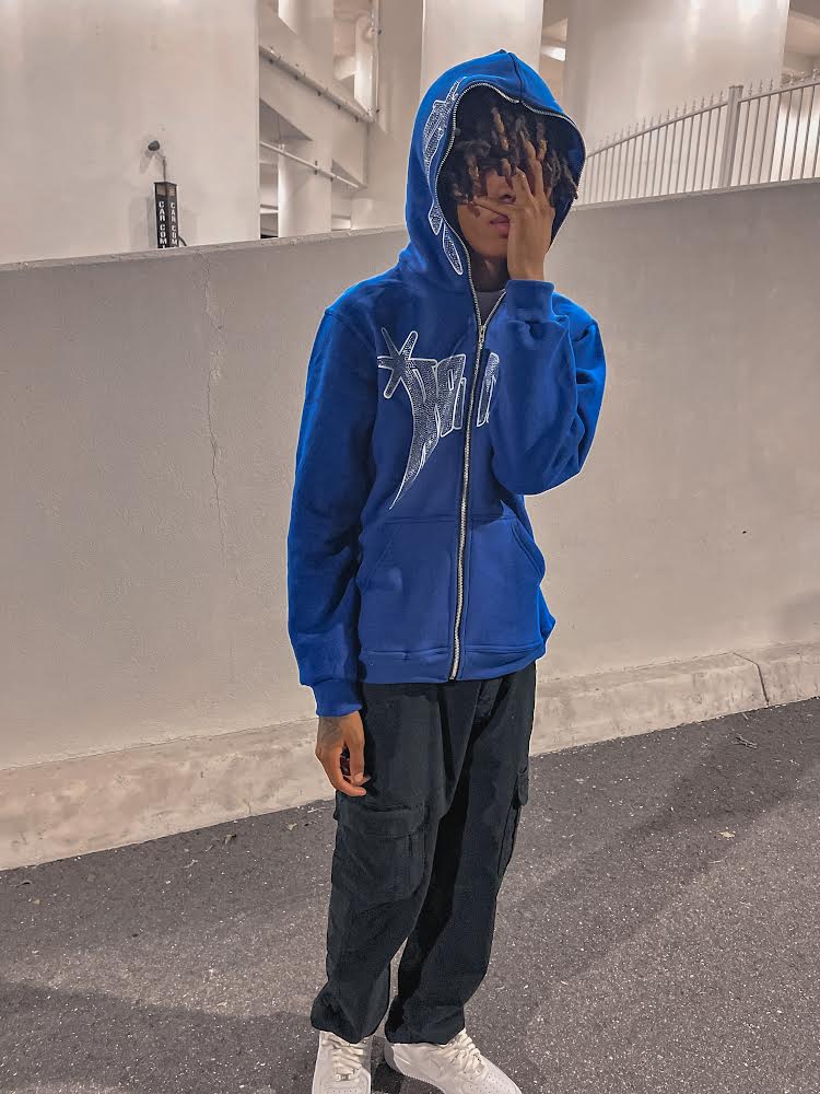 KANGO STAR FULL ZIP HOODIE(SAPPHIRE) - kangoclothing